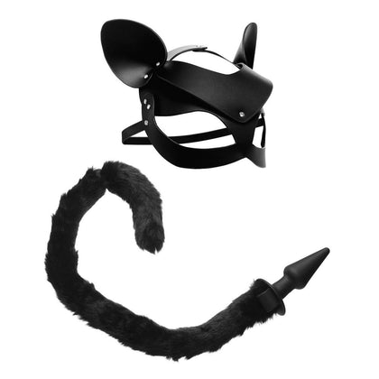 Black Cat Tail Anal Plug and Mask Set