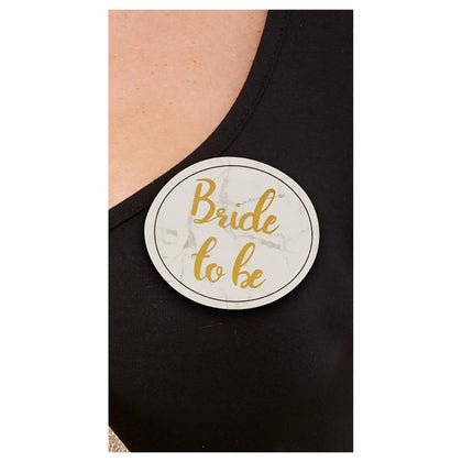 Hen Party Pin Badges - White and Gold - Pack of 5