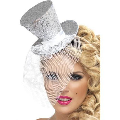 Mini Top Hat on Headband - Silver