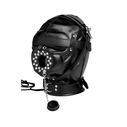 Sensory Deprivation Hood with Open Mouth Gag