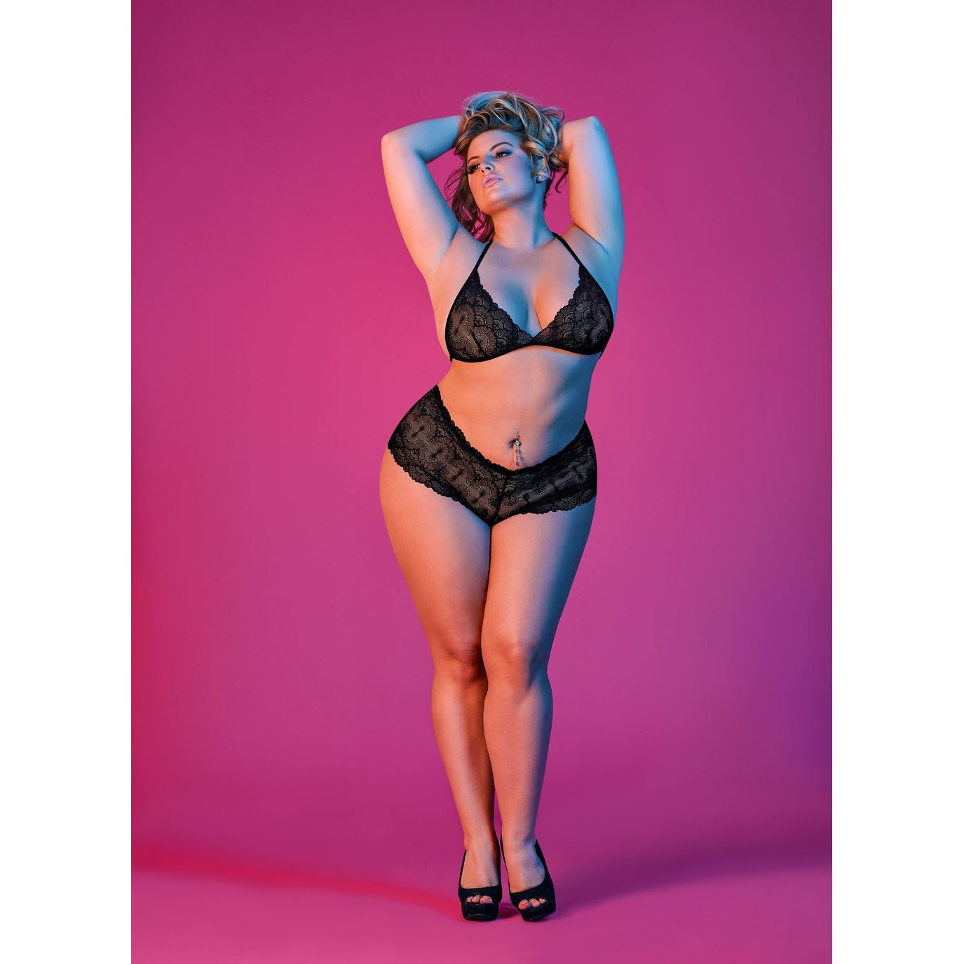 Sexy Time Triangle Bra and Cheeky Short Set - Black - 1x-3x – Sex -Deviant-Shop